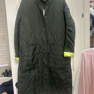 Reversible Lou and Grey Quilted Green Coat with Yellow Accents nwt
